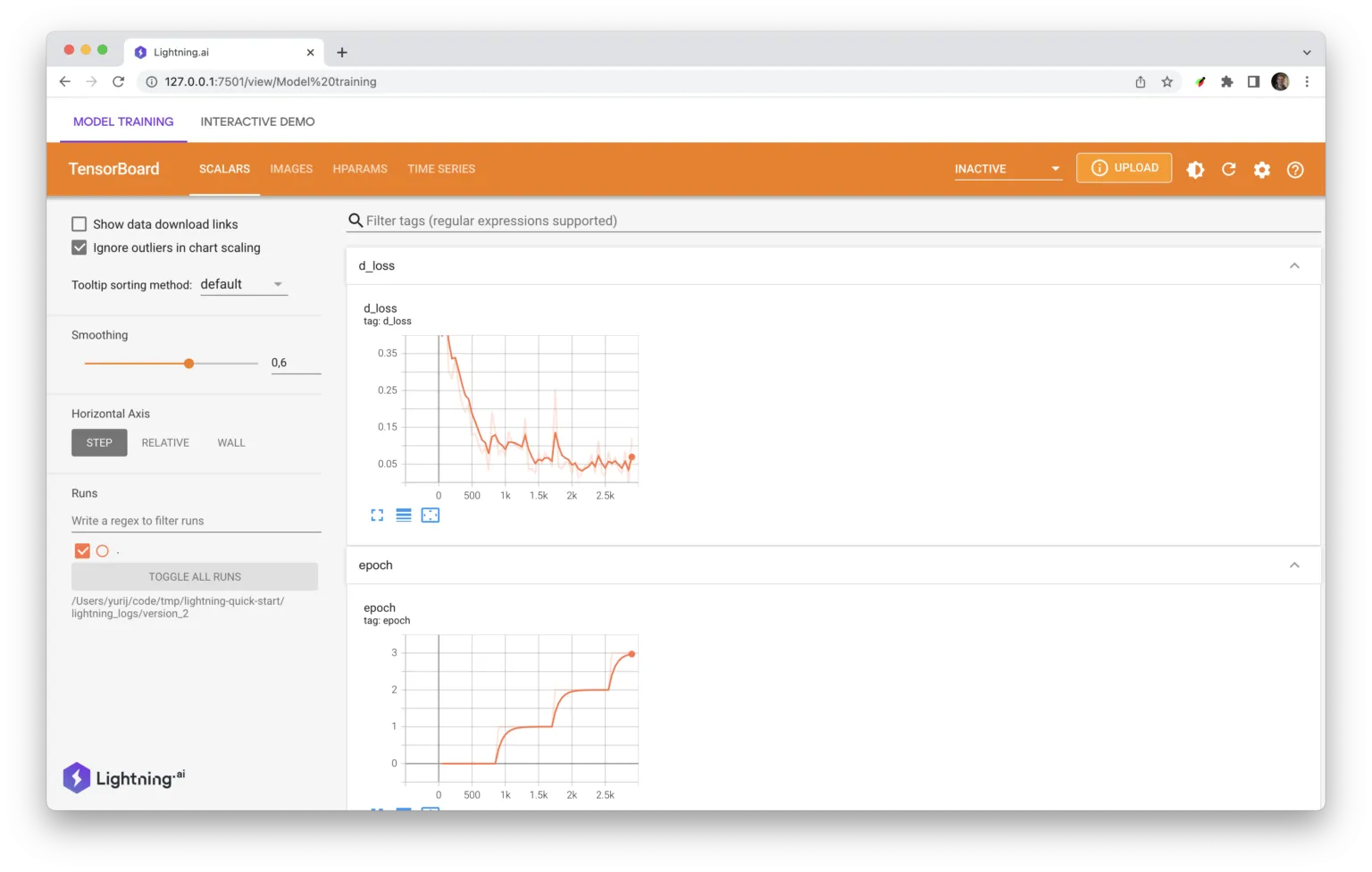 TensorBoard tab
