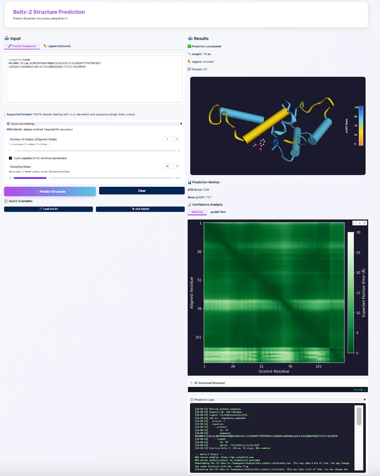 Demo on Boltz-2 Structure Prediction App
