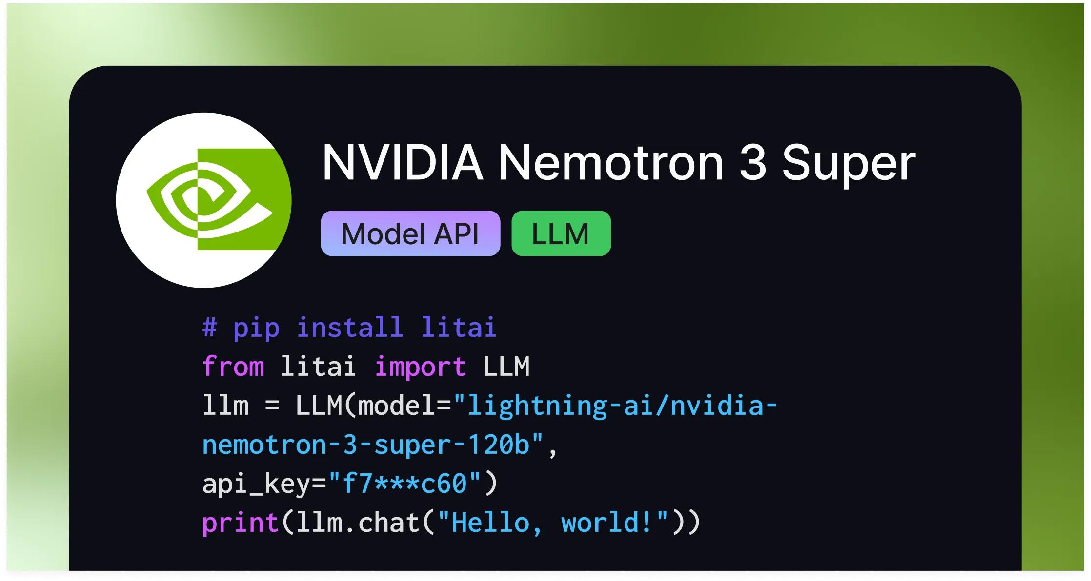 Start building with NVIDIA Nemotron 3 Super with Lightning's Model APIs