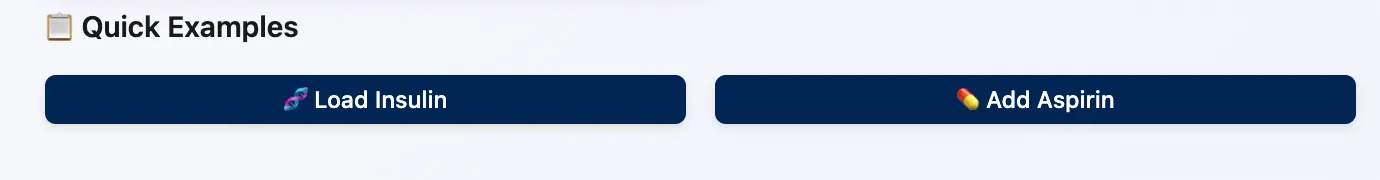 Built-in test cases on the app