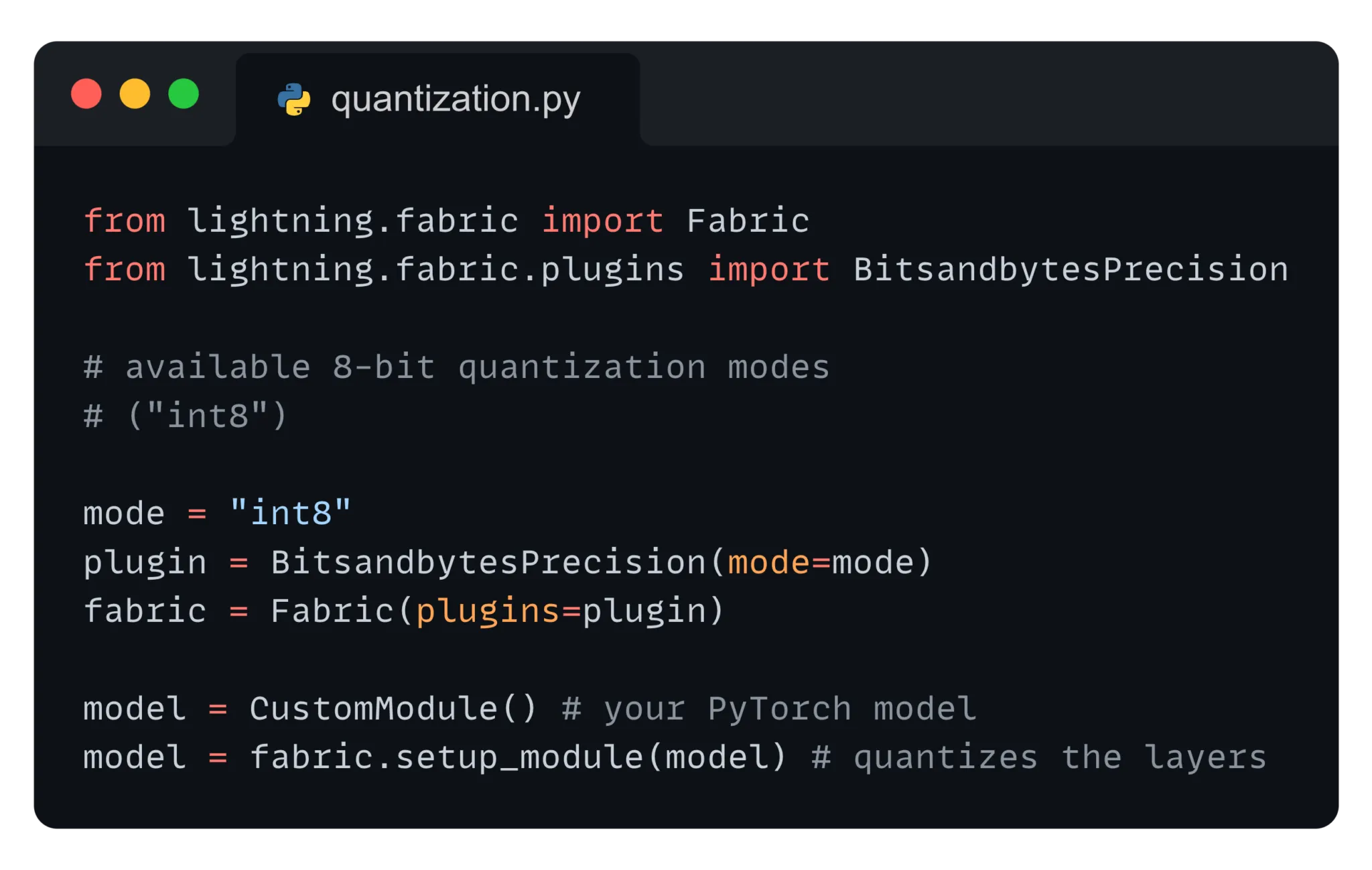 8-bit Quantization with Lightning Fabric