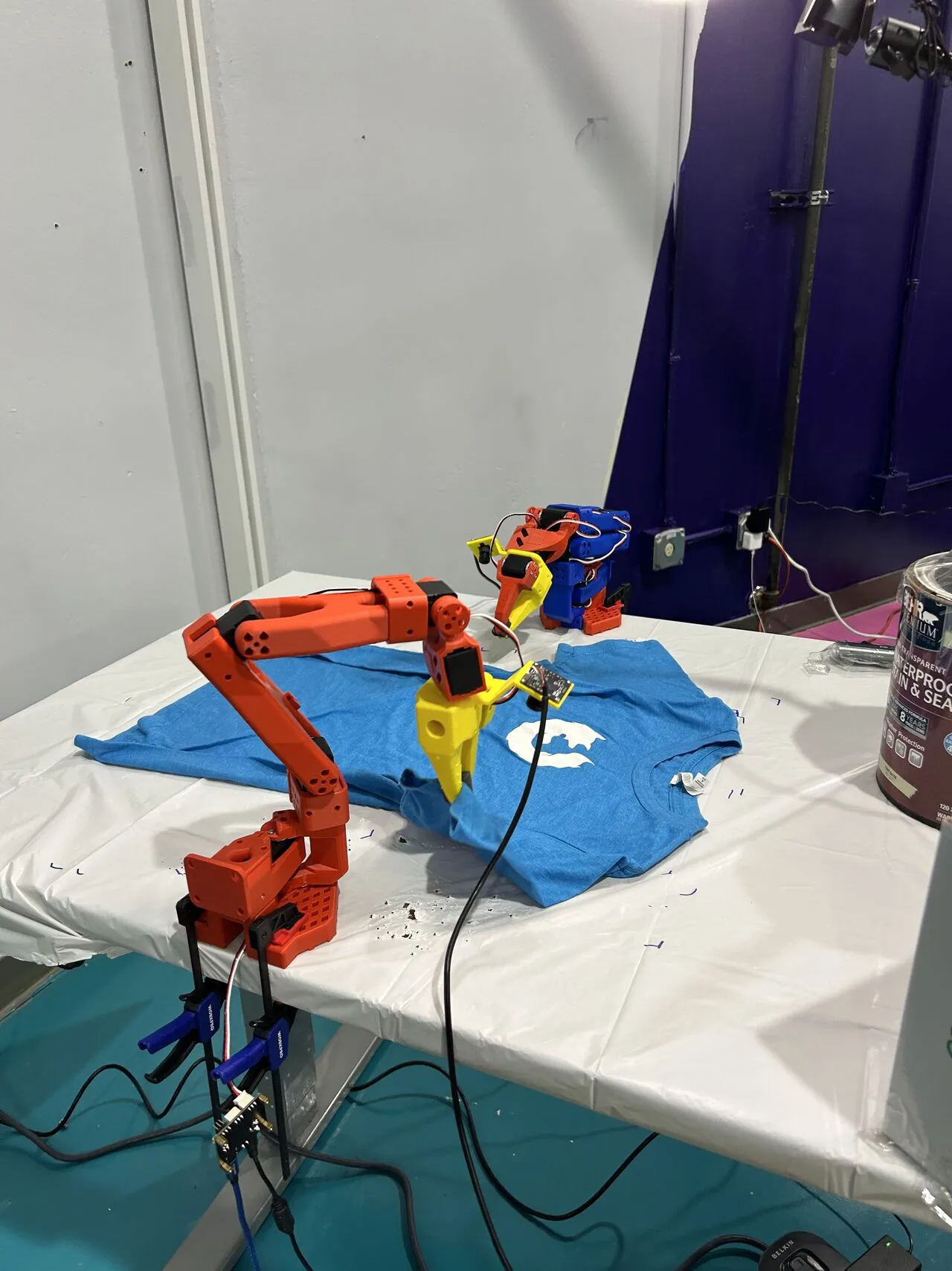 LeRobot SO100 performing t-shirt folding as trained by the winning team